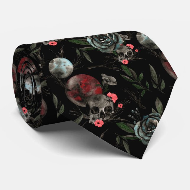 cool Gothic skull tiled pattern Tie (Rolled)