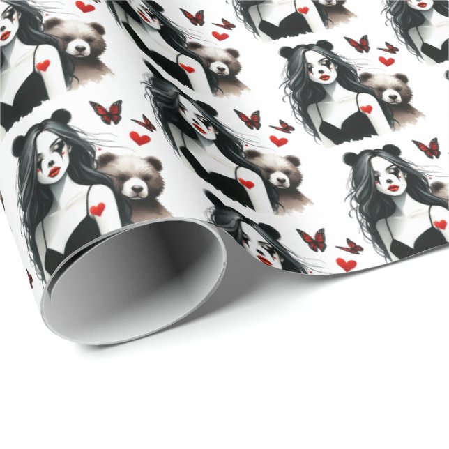 Cool Gothic tiled pattern Valentine lady Wrapping Paper (Roll Corner)