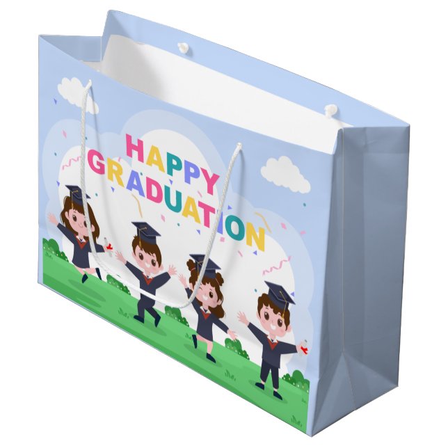 cool Grade school kids Graduation Large Gift Bag (Front Angled)