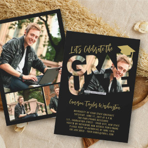 Cool Graduate Cutout Modern Graduation Photo Party Invitation