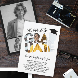 Cool Graduate Cutout Modern Graduation Photo Party Invitation