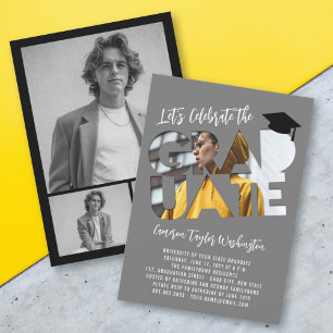 Cool Graduate Cutout Modern Graduation Photo Party Invitation