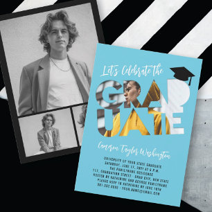Cool Graduate Cutout Photo Modern Graduation Party Invitation