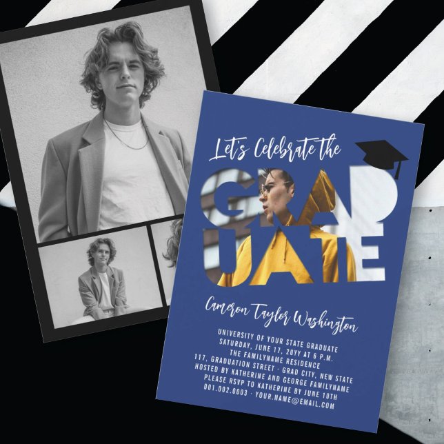 Cool Graduate Cutout Photo Modern Graduation Party Invitation (Creator Uploaded)