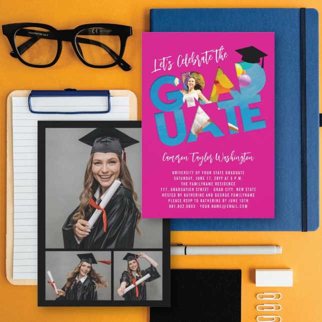 Cool Graduate Cutout Photo Modern Graduation Party Invitation (Creator Uploaded)