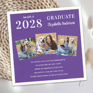Cool Graduate Fun Facts Photo Collage Graduation Napkin