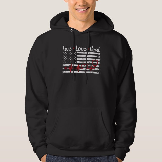 Cool Graduation American Flag Us Nurse Graduate Hoodie (Front)