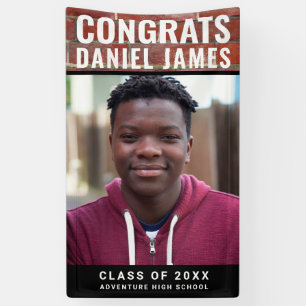 Cool Graduation Congrats Photo Red Brick 2021 Banner