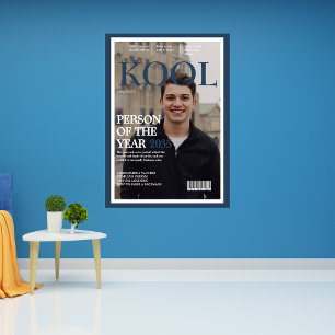 Cool Graduation Fake Magazine Cover Photo Blue Poster