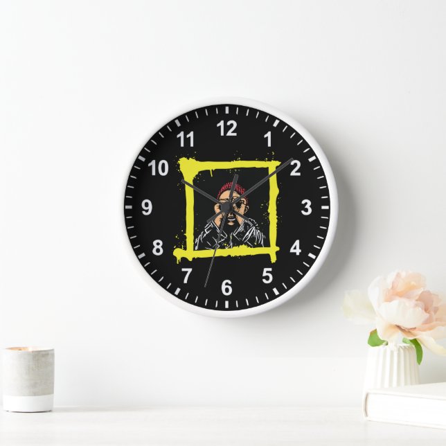Cool Graffiti Illustration Art,  Funny Men Shirt Clock (Home)