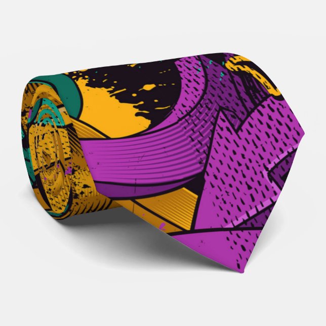 cool graffiti lovers pattern  tie (Rolled)