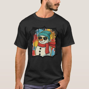 Cool Graffiti Snowman with Sunglasses Christmas T-Shirt