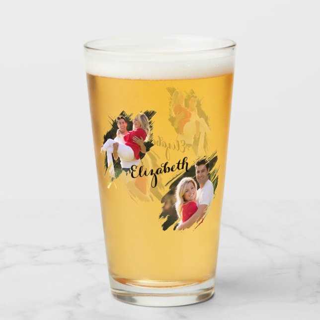 Cool Graffiti Torn Effect Photos Monogrammed Beer Glass (Front Filled)