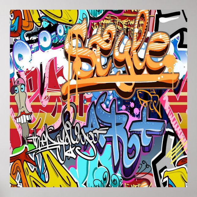 Cool graffiti word art home office decor poster (Front)