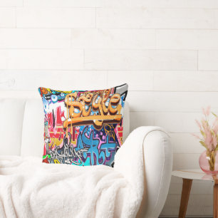 Cool graffiti word art retro home office pillow