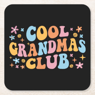 Cool Grandmas Club III Square Paper Coaster