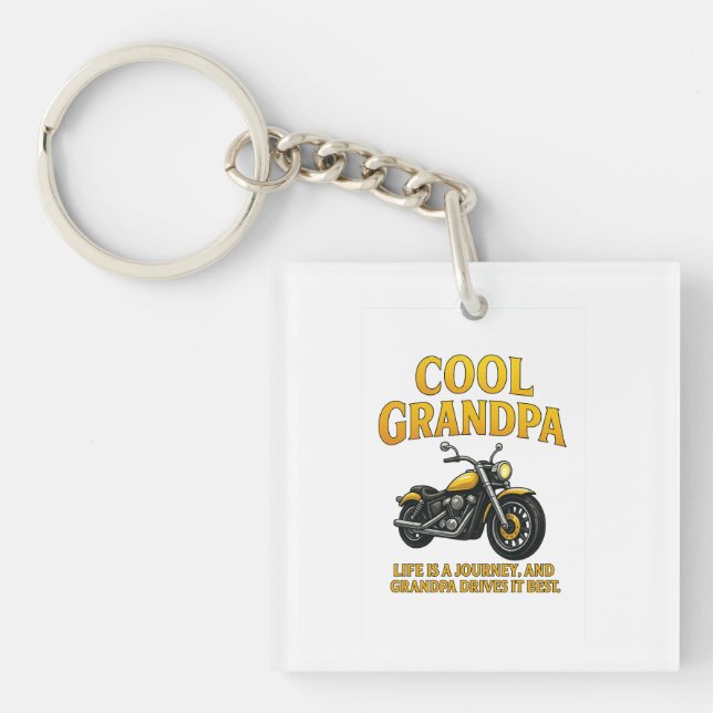 Cool Grandpa – Motorcycle Gift for Grandfather” Key Ring (Front)