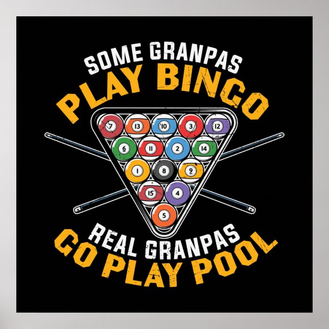 cool Grandpas Billiards word art Poster (Front)