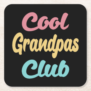 Cool Grandpas Club II Square Paper Coaster