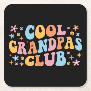 Cool Grandpas Club III Square Paper Coaster