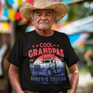 Cool grandpas drive trucks under a sunset sky T-Shirt