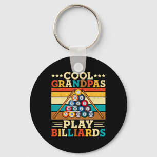 Cool Grandpas Play Billiards Retro Snooker Pool Pl Key Ring