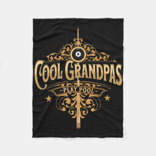 Cool Grandpas Play Pool Pool Player Grandfather Bi Fleece Blanket