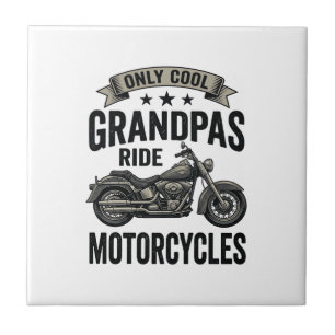 Cool Grandpas Ride Motorcycles Vintage Biker Shirt Ceramic Tile