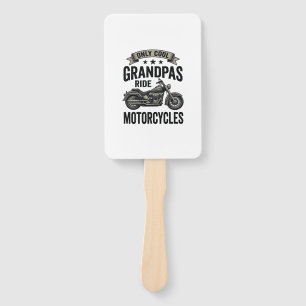 Cool Grandpas Ride Motorcycles Vintage Biker Shirt Hand Fan