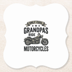 Cool Grandpas Ride Motorcycles Vintage Biker Shirt Paper Coaster