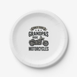 Cool Grandpas Ride Motorcycles Vintage Biker Shirt Paper Plate