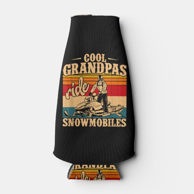 Cool Grandpas rides Snowmobiles Snowmobile Snowmob Bottle Cooler (Front)