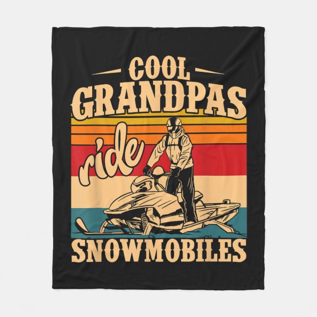 Cool Grandpas rides Snowmobiles Snowmobile Snowmob Fleece Blanket (Front)