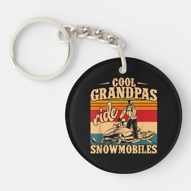 Cool Grandpas rides Snowmobiles Snowmobile Snowmob Key Ring (Front)
