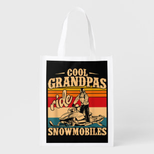 Cool Grandpas rides Snowmobiles Snowmobile Snowmob Reusable Grocery Bag