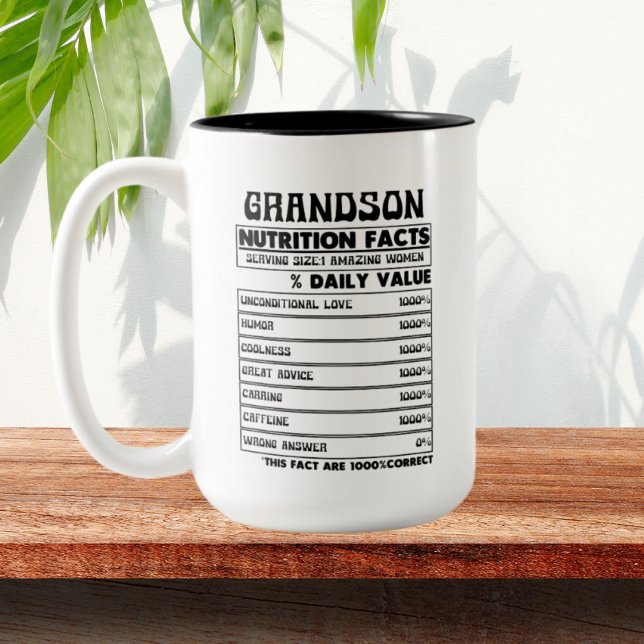 Cool Grandson facts word art Two-Tone Coffee Mug (Creator Uploaded)