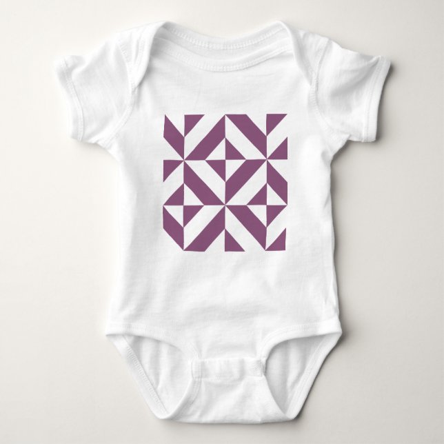 Cool Grape Geometric Deco Cube Pattern Baby Bodysuit (Front)