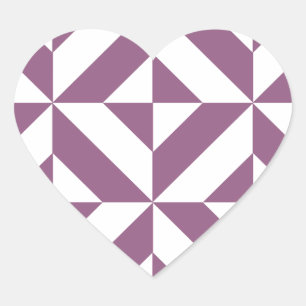 Cool Grape Geometric Deco Cube Pattern Heart Sticker