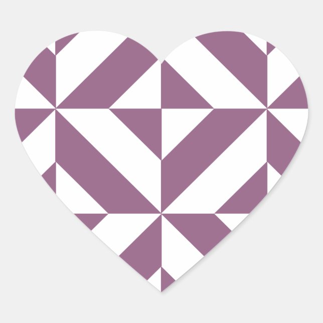 Cool Grape Geometric Deco Cube Pattern Heart Sticker (Front)