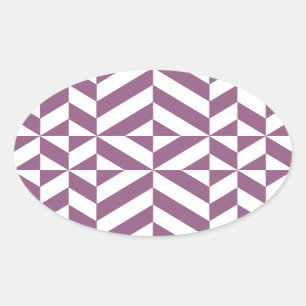 Cool Grape Geometric Deco Cube Pattern Oval Sticker