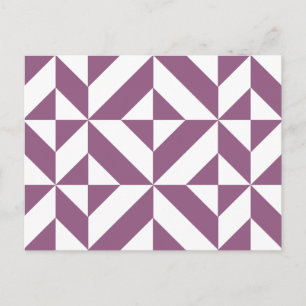 Cool Grape Geometric Deco Cube Pattern Postcard