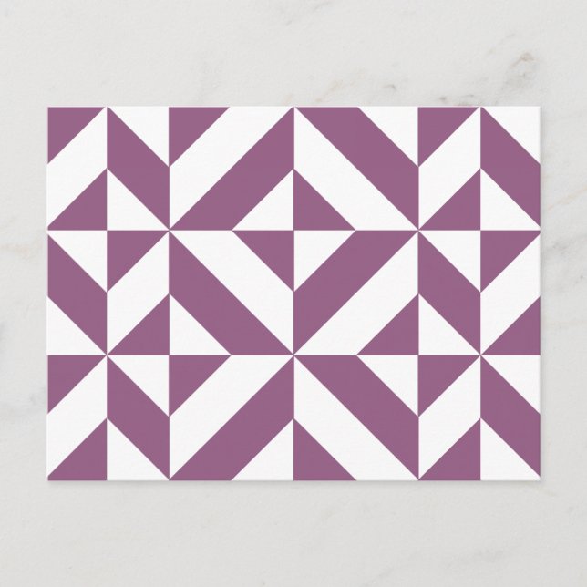 Cool Grape Geometric Deco Cube Pattern Postcard (Front)