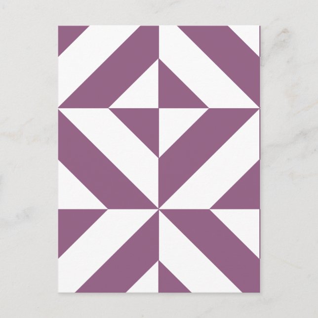 Cool Grape Geometric Deco Cube Pattern Postcard (Front)