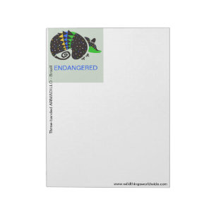 Cool graphic -ARMADILLO -Endangered animal- Nature Notepad