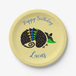 Cool graphic ARMADILLO - Happy Birthday - Paper Plate