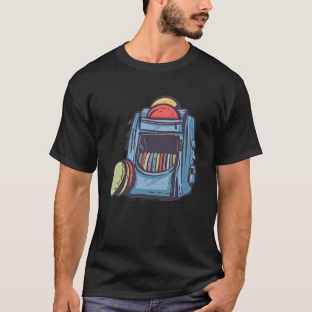 Cool Graphic Disc Golf Backpack T-Shirt (Front)
