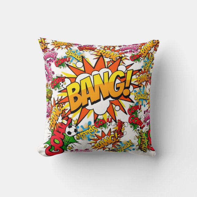 Cool Graphic Explosion Of Action Words  Cushion (Front)