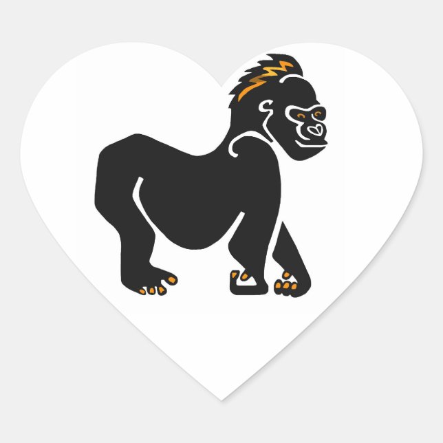  Cool graphic GORILLA - ape -primate -  Heart Sticker (Front)