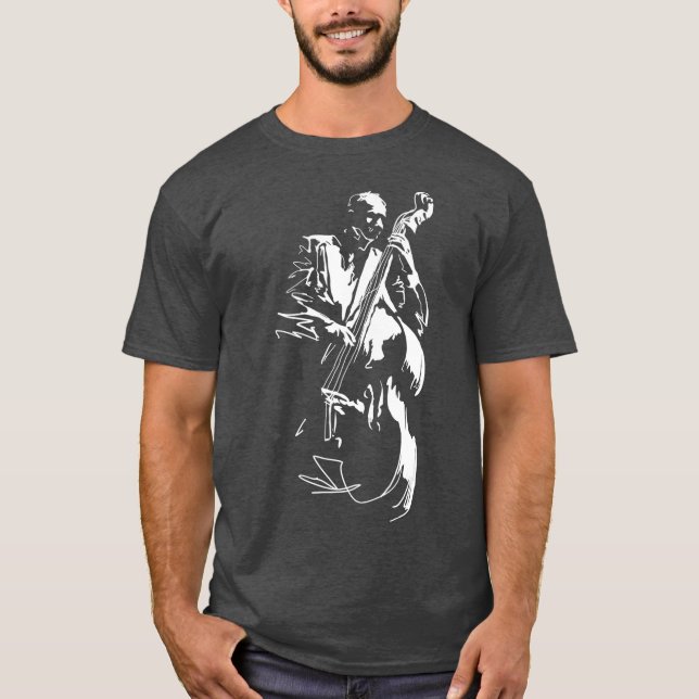 Cool Graphic Jazz Lovers Upright Bass Player T-Shirt (Front)