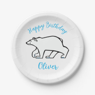  Cool graphic POLAR BEAR - Happy Birthday - Party  Paper Plate